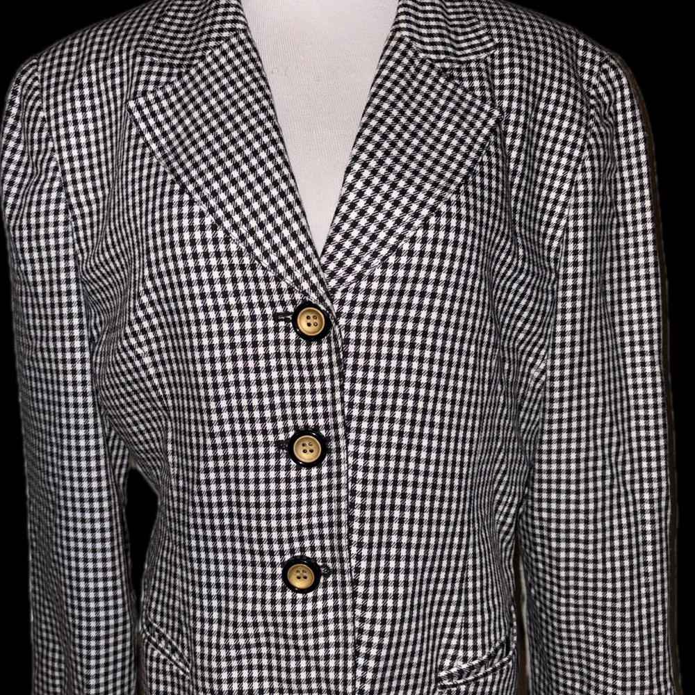 Dior Black and White Checkered Blazer with Notched Lapel